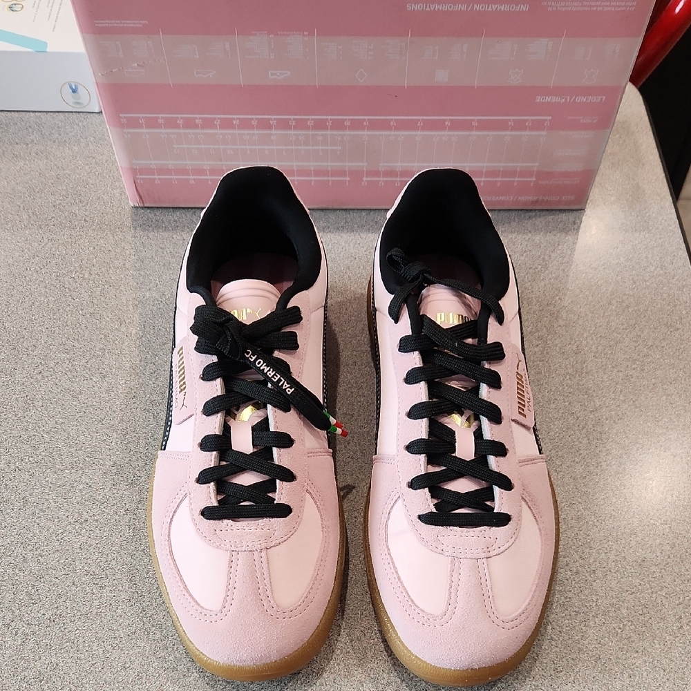 Puma Men's Soft Pink Sneakers with Black Accents